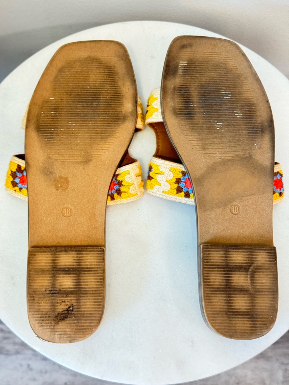 Madden Girl Yellow Embroidered Slide Mules - Picture 10 of 13
